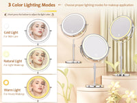 8 Inch Makeup Mirror With Light Lamp 10X Magnification 3 Color Lights,Adjustable Brightness Height Standing Cosmetic Mirror - Buy online at  Vibe In Cart.