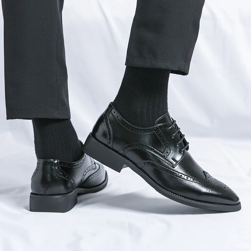 Men's Lace-Up Derby Shoes With Rubber Outsole