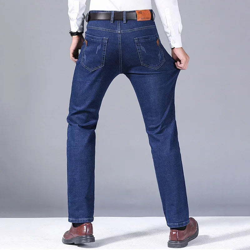 Men's Straight Leg Stretch Denim Jeans for Casual Wear