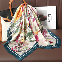 Square Satin Silk Scarf for Women, Casual All Seasons