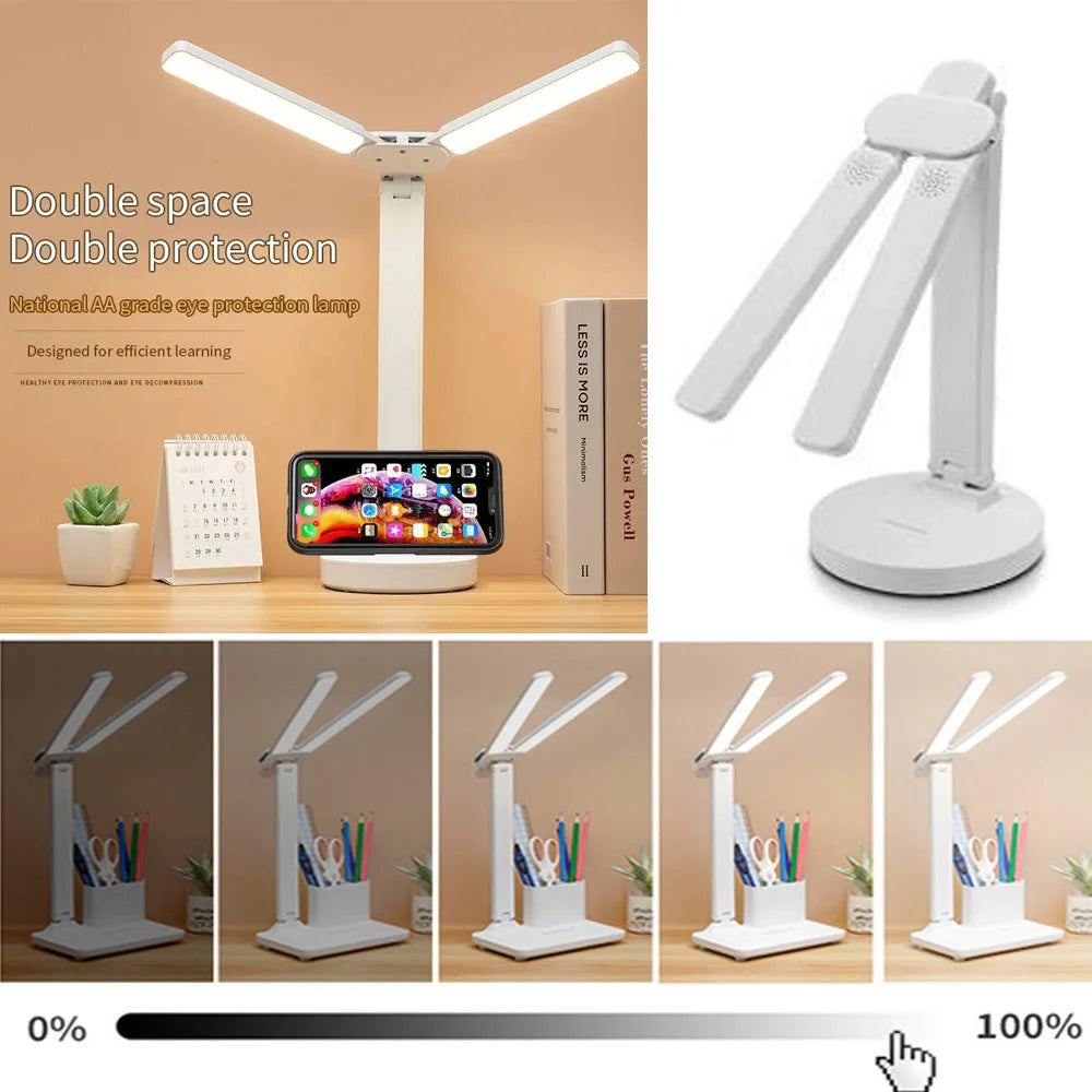 Dimmable Touch LED Desk Lamp with Calendar Temperature Clock