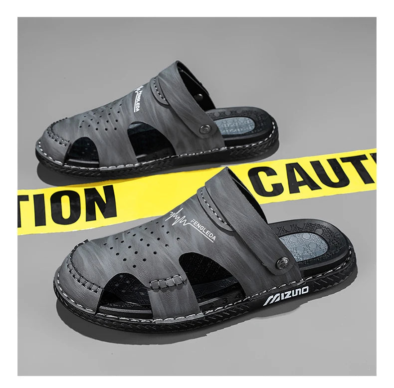 Men's Gladiator Sandals with Rubber Outsole and Buckle Strap