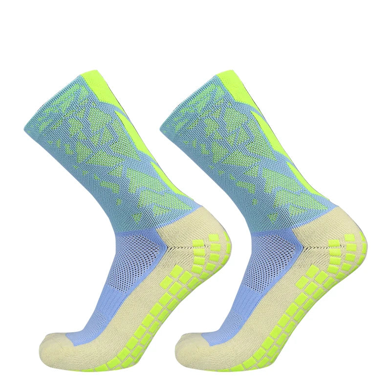 Non-Slip Knee-High Nylon Spandex Soccer Socks with Silicone Grip, One Size