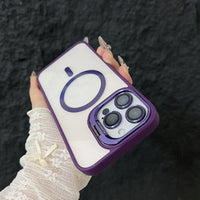 Full Coverage Transparent Magnetic Phone Case with Stand