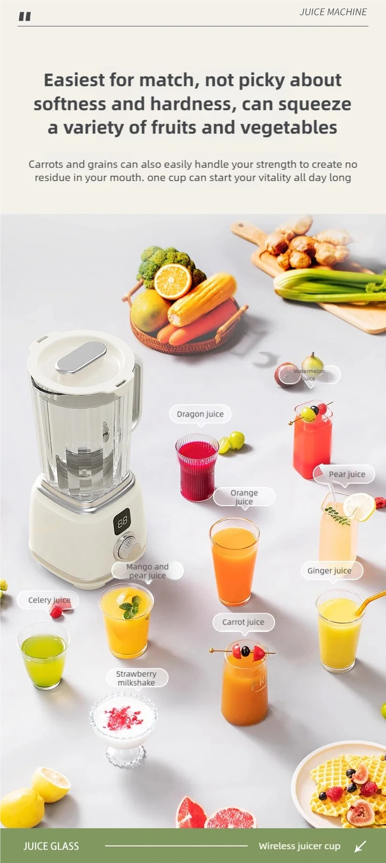 TINSOL New Home Juicer 10 Blades 3000mAh Multifunctional Blender Knob Juicer Ice Crusher  High Juicing Rate Kitchen Tools - Buy online at  Vibe In Cart.