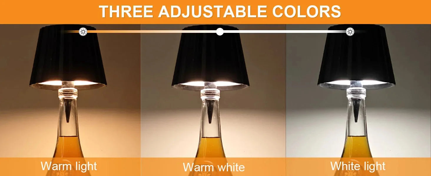 USB Charge Bottle Table Lamp Touch Control of 3 Colors and Stepless Dimming Night Lamp Suitable for Bar Wine Bottles Desk Lights - Buy online at  Vibe In Cart.