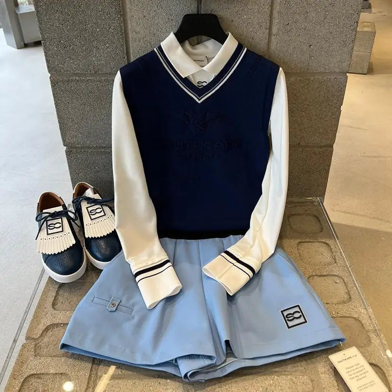 New Korean Golf Women's Outdoor Sports Versatile Quick-Dry High-Waisted Slim-Fit Elastic Waist Slimming Shorts