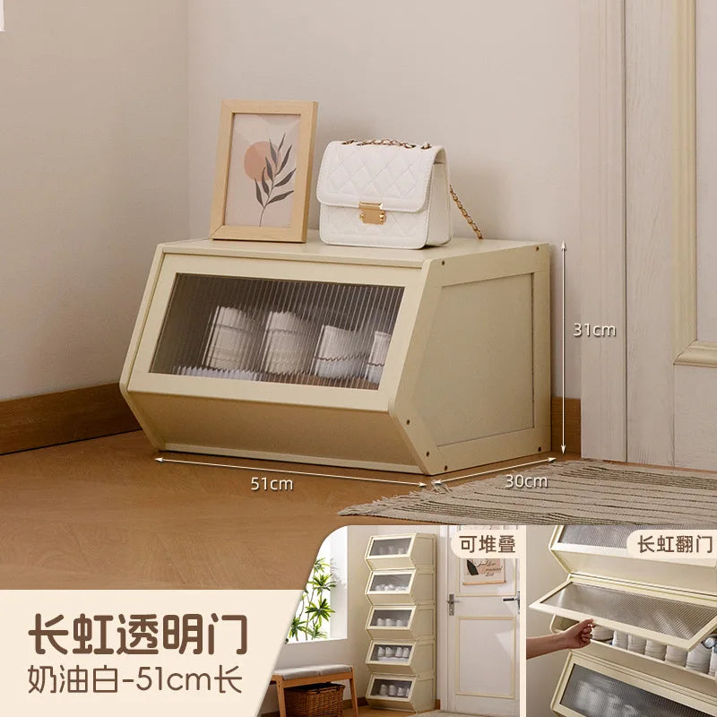 Multi-Layer Shoe Cabinet with Door for Dust-Proof Storage