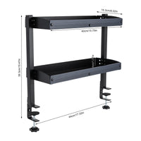 2-Tier Clamp-On Metal Desk Shelf, Black, 44x39x15 cm