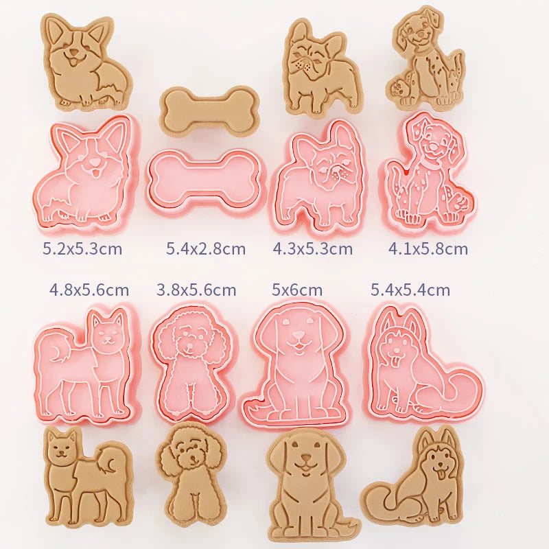 8-Piece Plastic 3D Cookie Cutters Set with Cartoon Designs