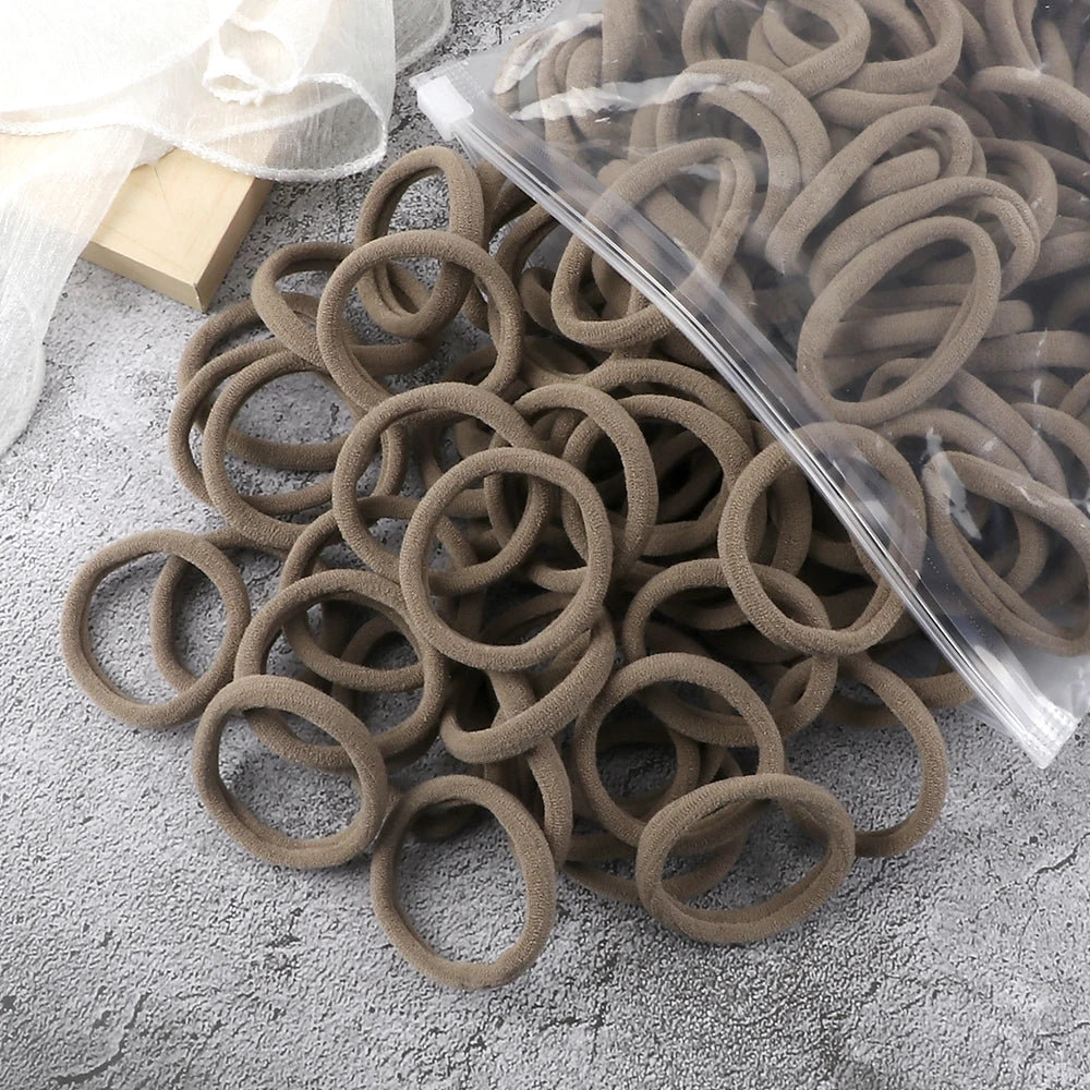 Women's Elastic Hair Bands, 4cm, Polyester, Set of 50