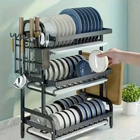 2025 3-Tier Metal Dish Rack Black Large-Capacity Kitchen Countertop Storage Organizer - Buy online at  Vibe In Cart.