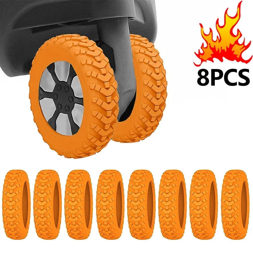 8-Piece Rubber Luggage Wheel Protectors with Noise Reduction