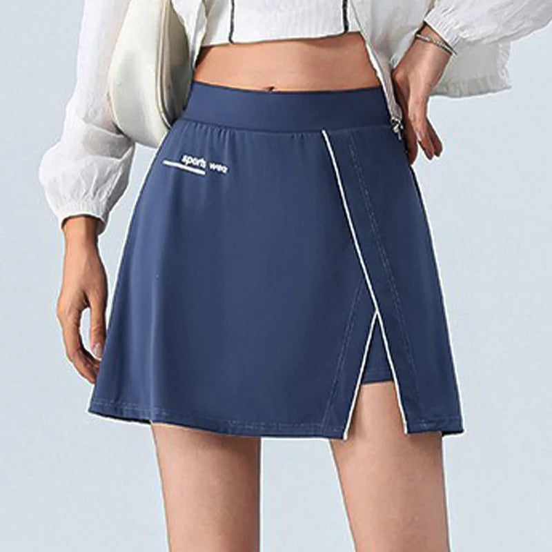 Aiithuug Side Split Golf Skirt with Build-in Shorts Tennis Skirt Short Running Workout Gym Pants Wide Waistband Tummy Control