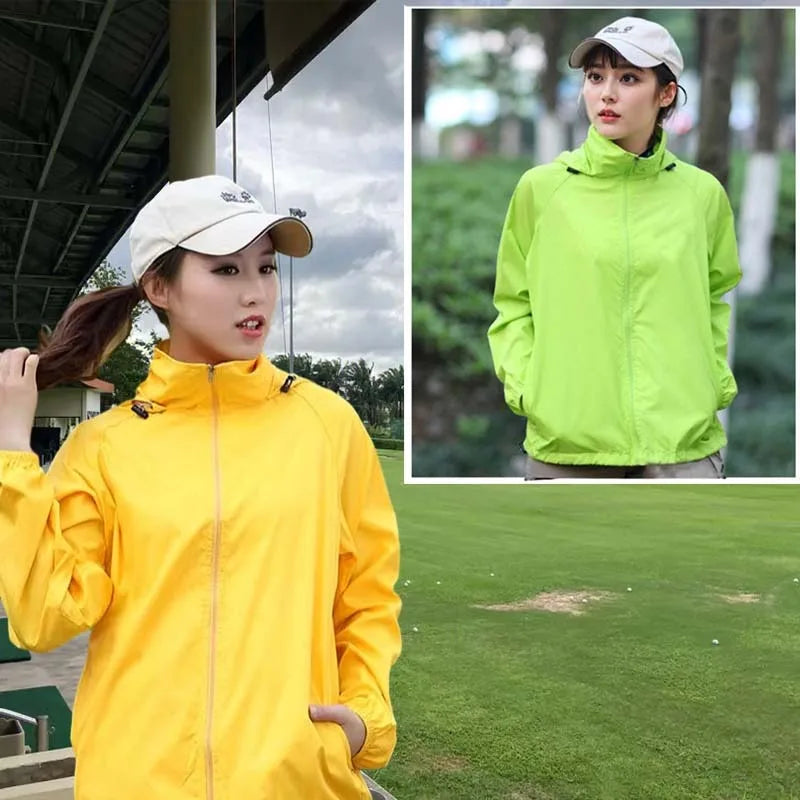 Hooded UV Waterproof Nylon Golf Jacket Unisex Foldable