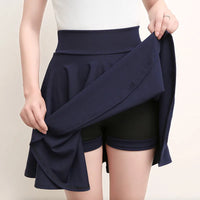 Women's Black Knee-Length Flared Pleated Loose Skirt