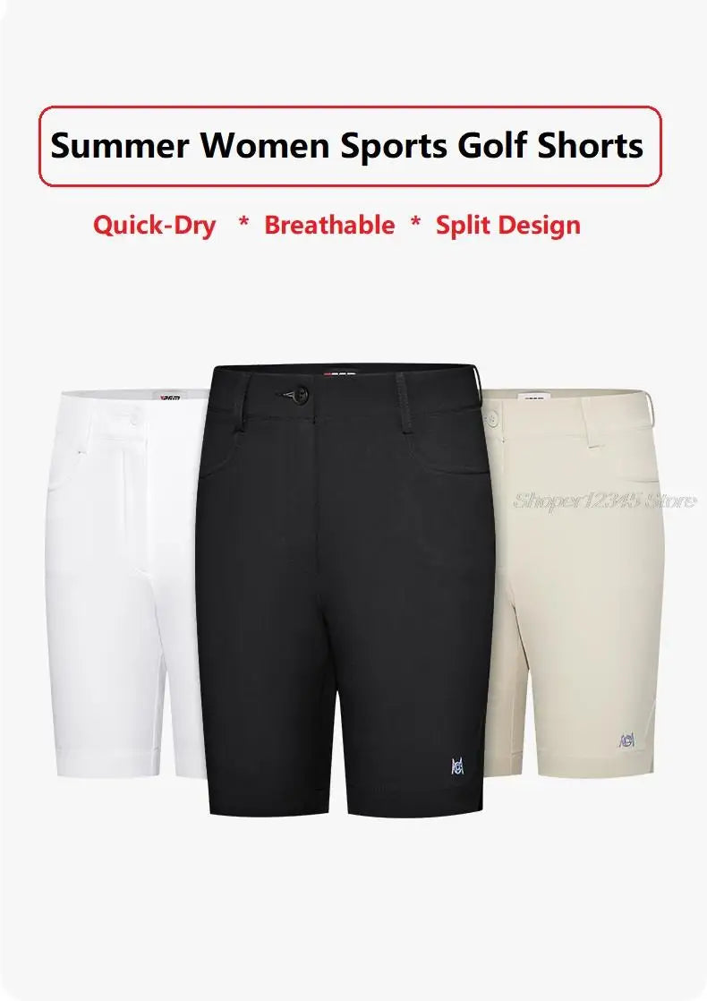 Pgm Women Summer Golf Shorts Elastic Casual Half Trousers Ladies Sports High Waist Shorts Slim Golf Clothing Tennis Wear
