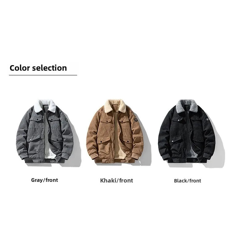 2025 Winter Collar Corduroy Jacket for Men, Casual, Comfortable, Loose, High Quality, Simple, Versatile,and Plush Jacket for Men - Buy online at  Vibe In Cart.