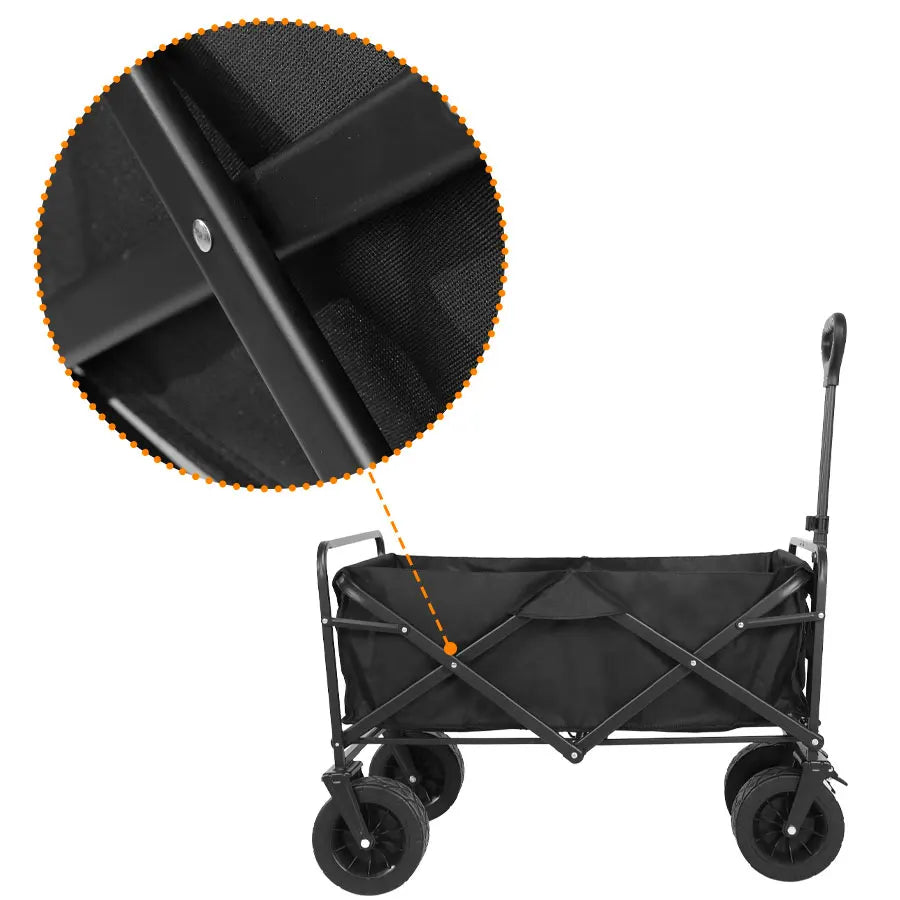 Collapsible Folding Heavy Duty Utility Wagon for Outdoor, Black