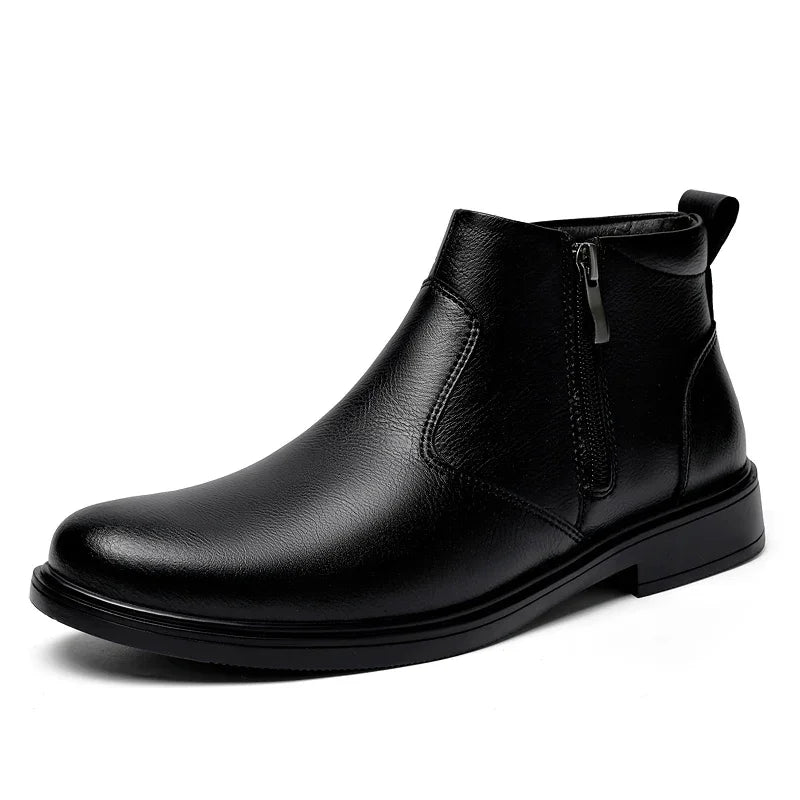 Men's Lace-Up Flat Heel Ankle Boots With Plush Lining For Winter