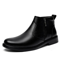 Men's Lace-Up Flat Heel Ankle Boots With Plush Lining For Winter