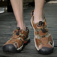 Summer Men's Sandals Classic Genuine Leather Sandals Fashion Outdoor Hiking Shoes Light  Breathable Non-slip Sneakers 38-48 - Buy online at  Vibe In Cart.