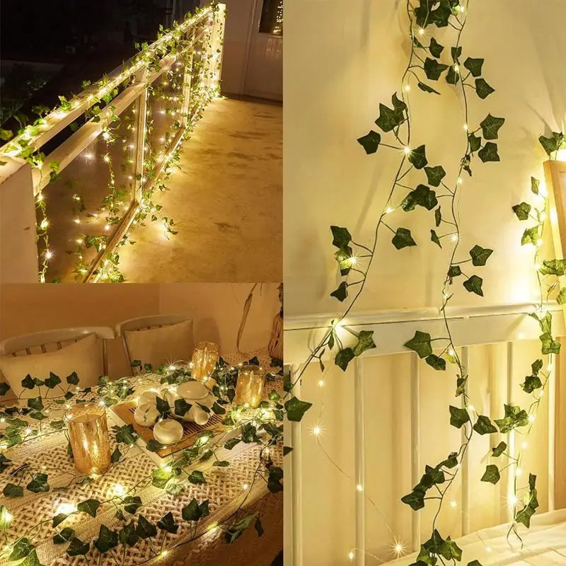 2M Green Leaf String Lights Artificial Ivy Vine Fairy Light Wedding Party Decoration Christmas Home Room Decor Wall Plant Wreath - Buy online at  Vibe In Cart.