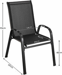 4 Metal Outdoor Chair Set Stackable Patio Textilene Dining Chair Stack Metal Frame Set of 4, Load Weight 150kg, Black,Brown,Gray - Buy online at  Vibe In Cart.