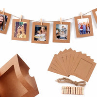 10Pcs DIY Craft Paper Photo Frame With Clips and Rope Wall Photo Frame Hanging Picture Album Home Decor Wedding Happy Birthday - Buy online at  Vibe In Cart.