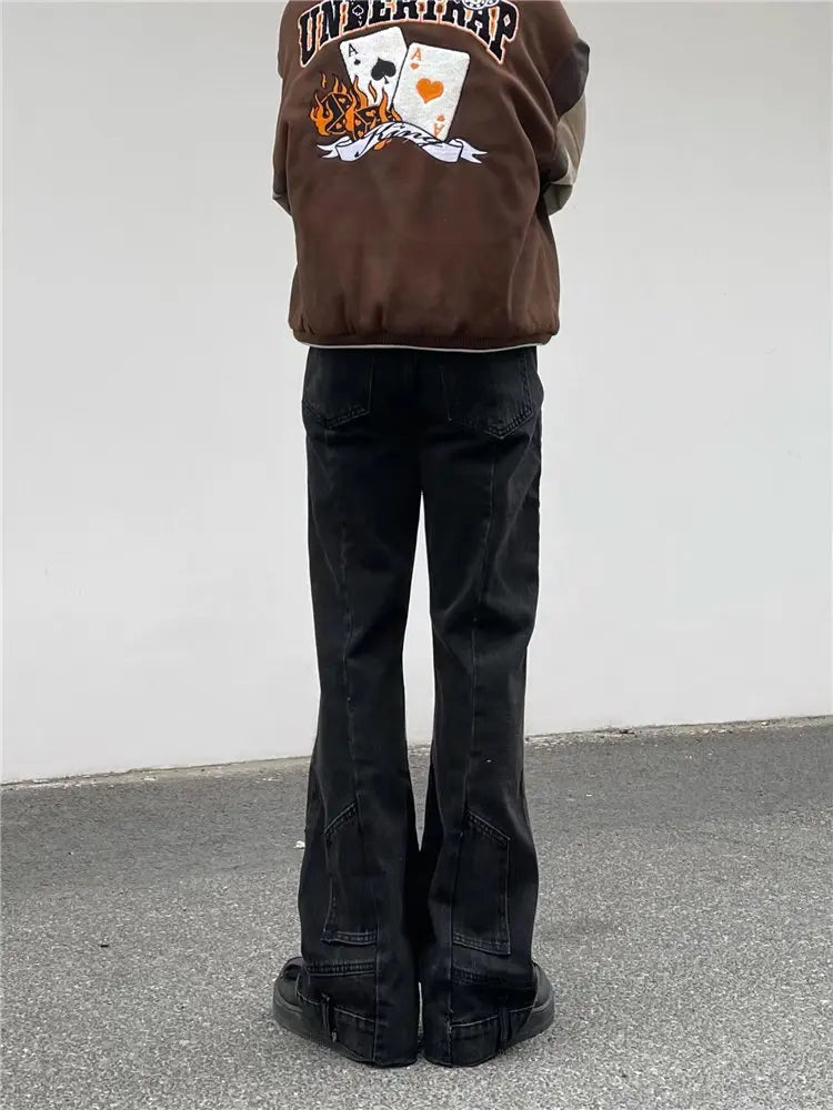 2025 Y2K Fashion Vintage Brown Baggy Flare Jeans Pants For Men High Street Hip Hop Women Casual Cotton Long Trousers Pantalon - Buy online at  Vibe In Cart.