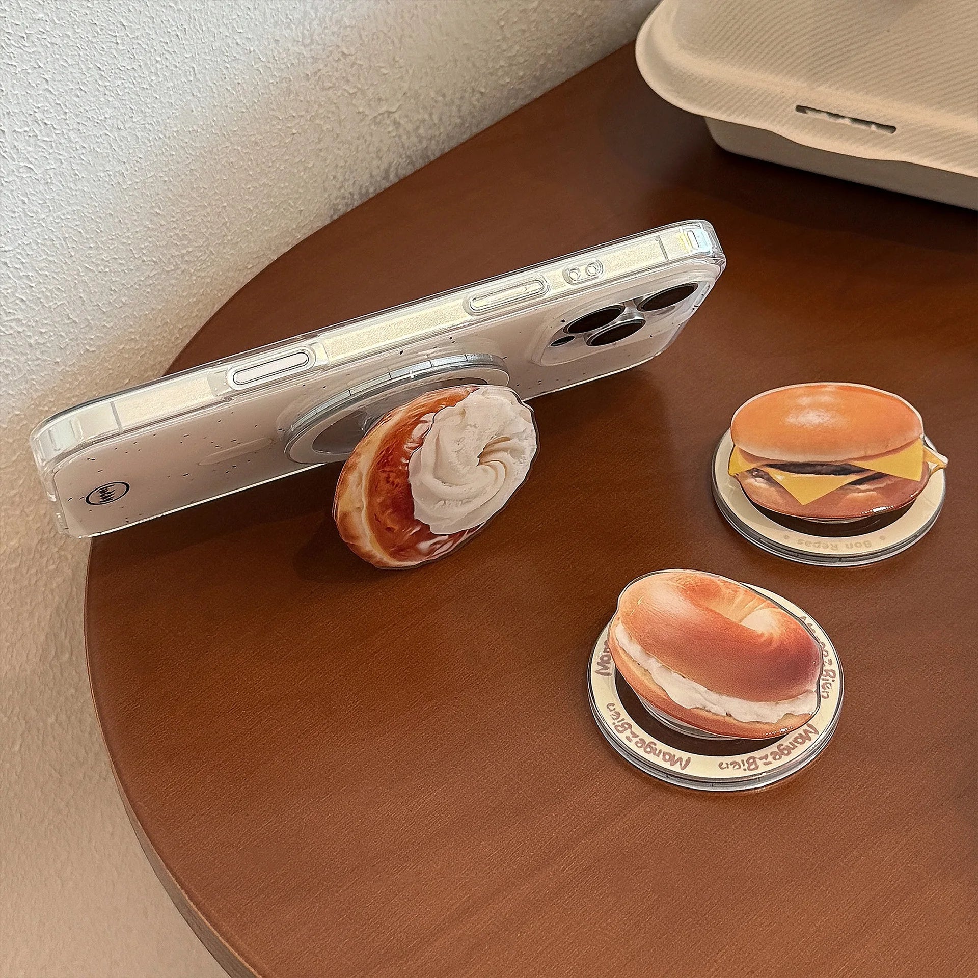 Foldable Magnetic Phone Holder with Cartoon Food Theme