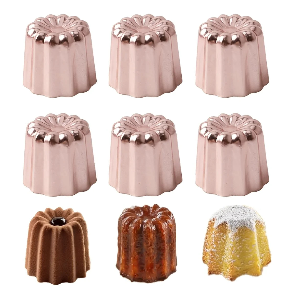 6pcs French Reve Cake Mold Non-stick Aluminum Canele Mousse Muffin Pudding Mold for Home DIY Canele Baking Creative Bakeware - Buy online at  Vibe In Cart.