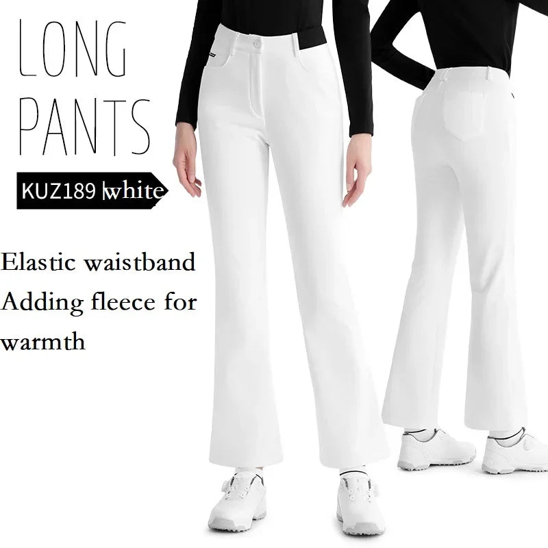 Women's Elastic High Waist Fleece Golf Pants for Winter