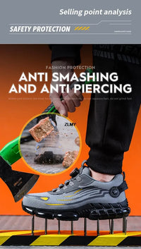 Rotary Button Safety Shoes Men Steel Toe Sneakers Puncture Proof Work Safety Boots Air Cushion Sport Work Shoes Anti-smash Boots - Buy online at  Vibe In Cart.