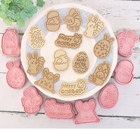 8-Piece Plastic 3D Cookie Cutters Set with Cartoon Designs
