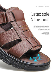 Sandals Men's New Beach Shoes Cowhide Slippers Outdoor  Non-slip Thick-soled Leather Sandals for Men - Buy online at  Vibe In Cart.