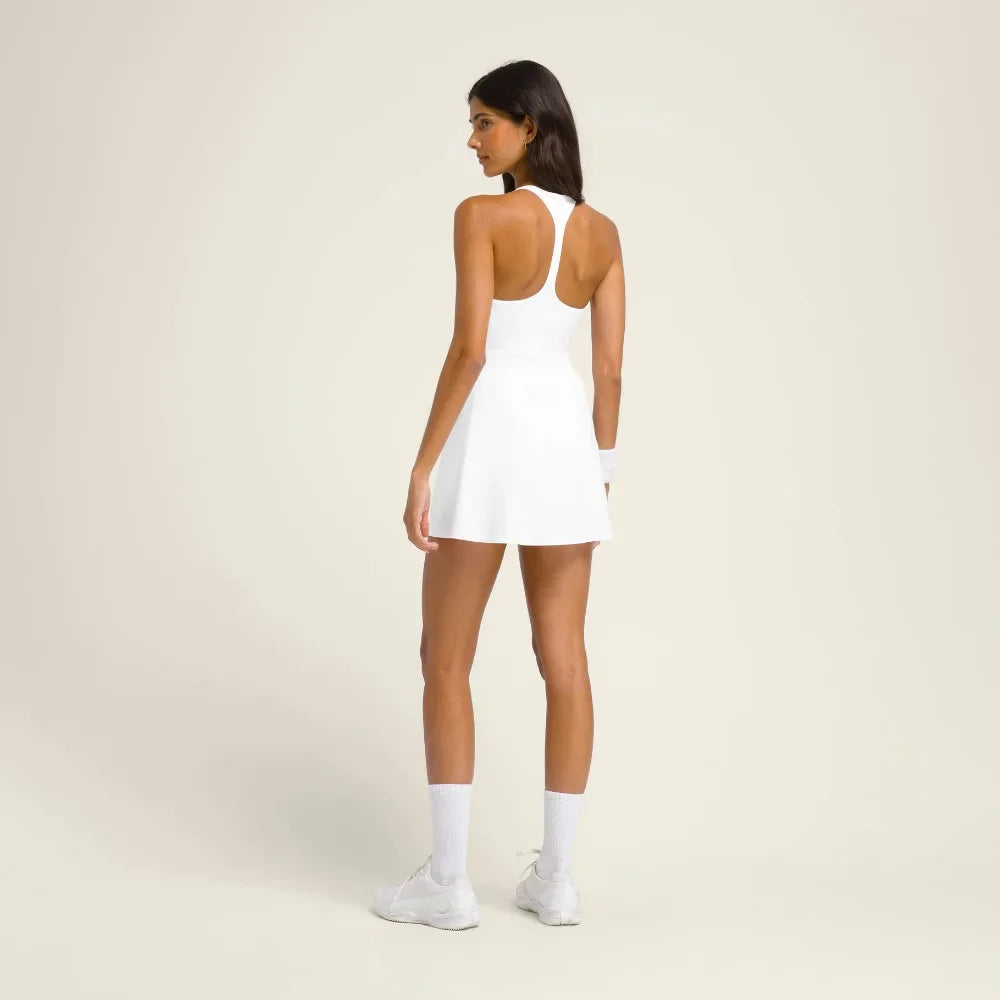 Women's Sleeveless Polyester Tennis Dress With Shorts In Blue