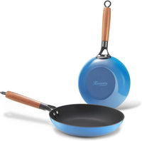 Enameled Cast Iron Skillet Set Durable Wood Handle Nonstick Skillet Collection - Titanium Cast Iron Multi-Purpose Cookware - Buy online at  Vibe In Cart.