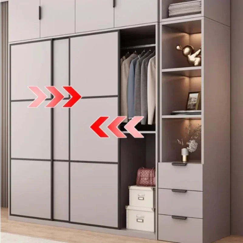 New Luxury Wardrobe Drawers Wooden Sliding Doors Gray Organization Wardrobe Modern Storage Kleiderschrank Bedroom Furniture - Buy online at  Vibe In Cart.