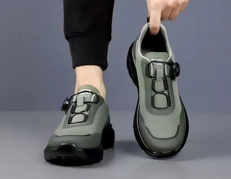 Men's Button Closure Casual Walking Shoes Flat Heel Design