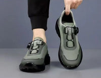 Men's Button Closure Casual Walking Shoes Flat Heel Design