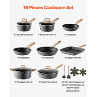 19 Piece Pots and Pans Set Granite Nonstick Cookware Set Induction Cookwares Kitchen RV Cooking Sets with Frying Sauce Saute Te - Buy online at  Vibe In Cart.