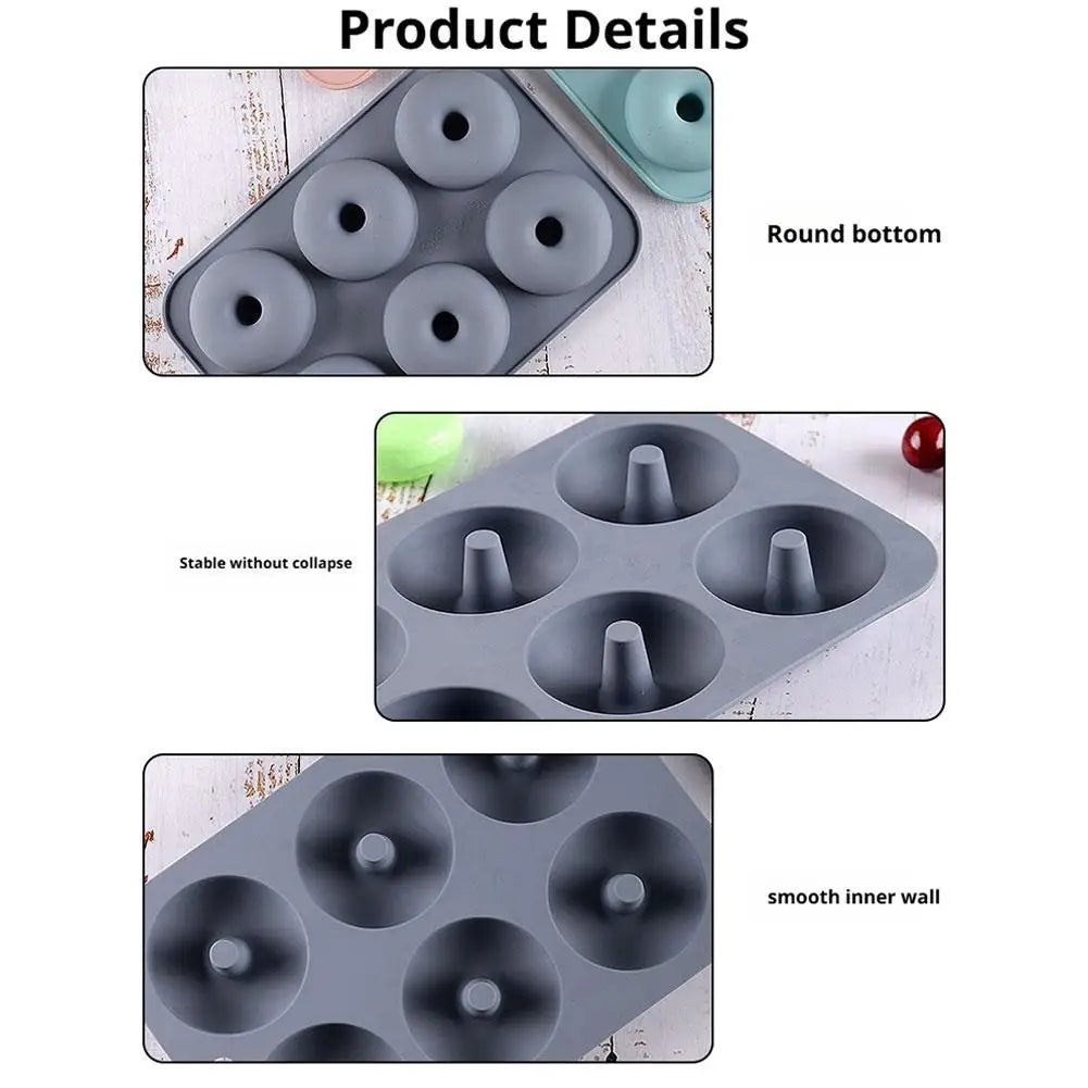 6 Holes Silicone Donut Mold Bagel Pan Non-stick Baking Heat Resistance DIY Mould Doughnut Maker Pan Baking Tool for Oven Bakewar - Buy online at  Vibe In Cart.