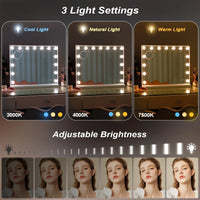 Large Bluetooth Vanity Mirror Makeup Mirror with Lights Hollywood Mirror Touchscreen Control Cosmetic Mirrors with 15 LED Bulbs - Buy online at  Vibe In Cart.