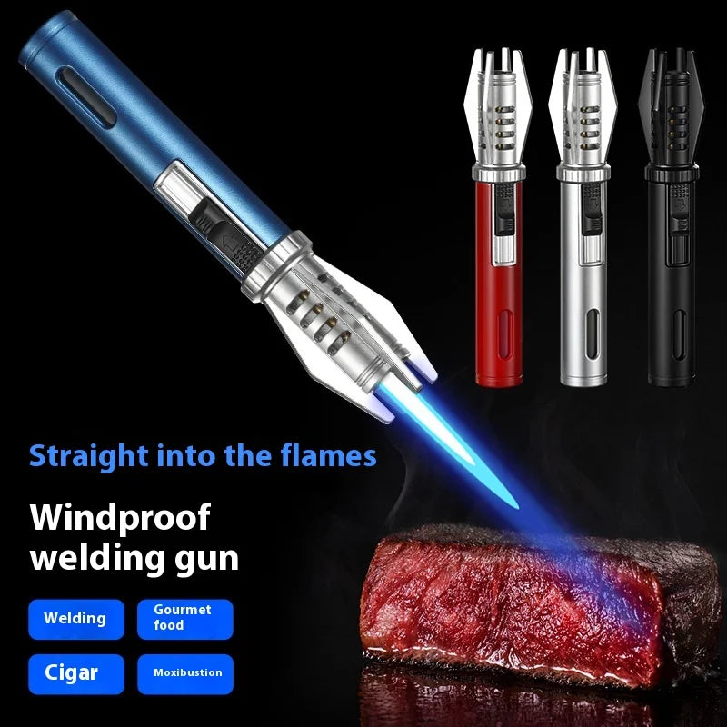 Powerful Metal Gas Lighter Windproof Kitchen Cooking Torch Flame Jet Barbecue Smoking Accessories Cigar Lighters Men's Gift - Buy online at  Vibe In Cart.