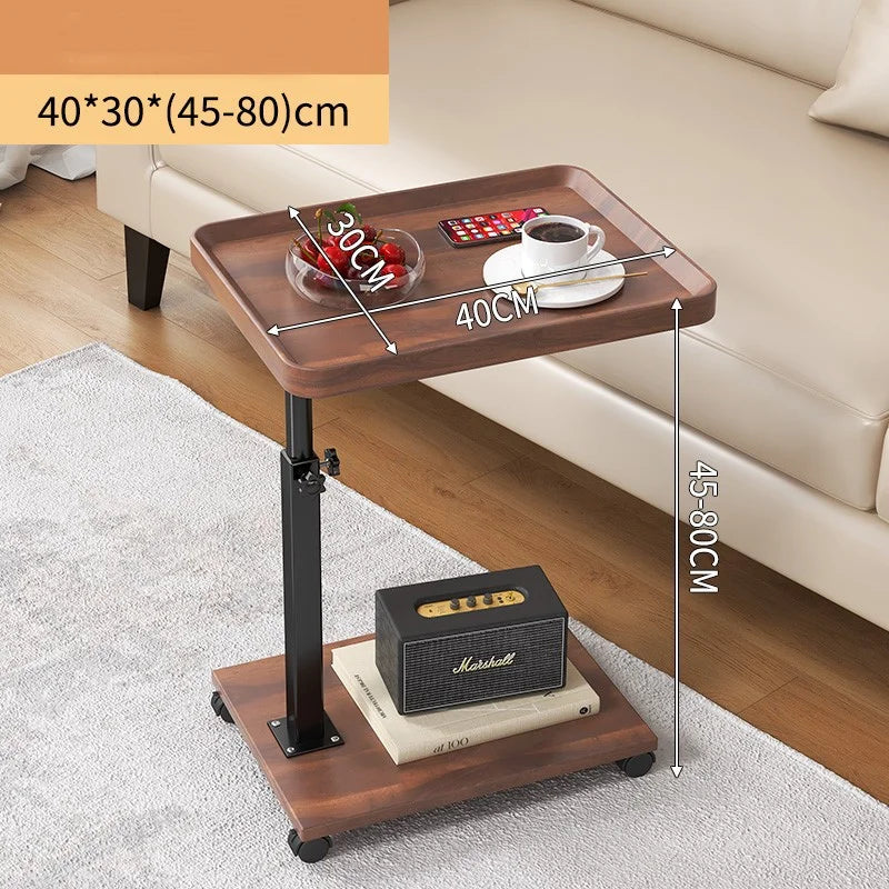 Wooden Rectangle Coffee Table for Living Room with Wheels