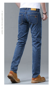 Spring Men's Light Blue Slim Casual Stretch Denim Jeans