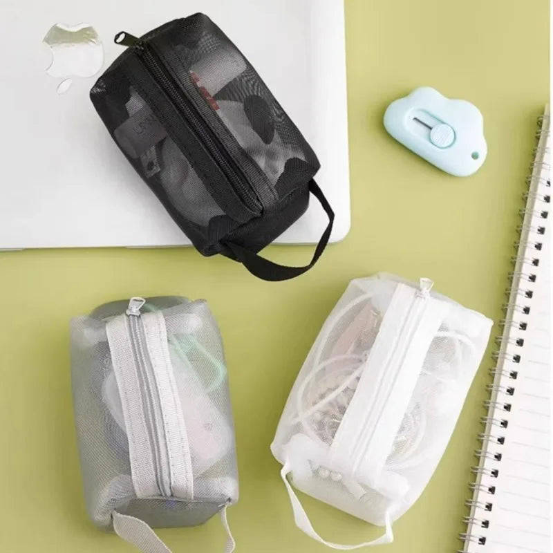 Black Transparent Portable Cable Organizer Bag for Travel Accessories