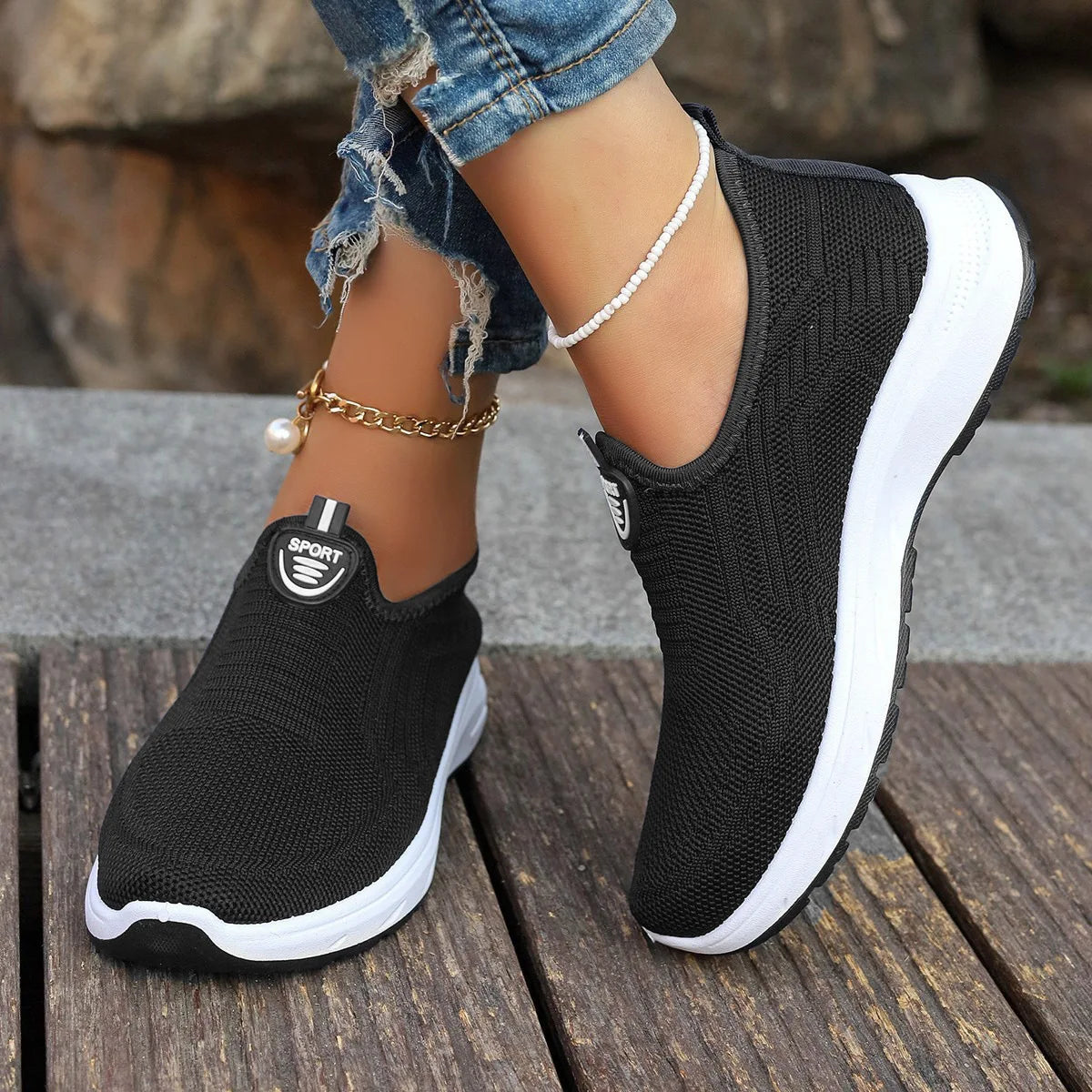 Women's Mesh Breathable Casual Shoes Large Size Soft Sole Slip-On