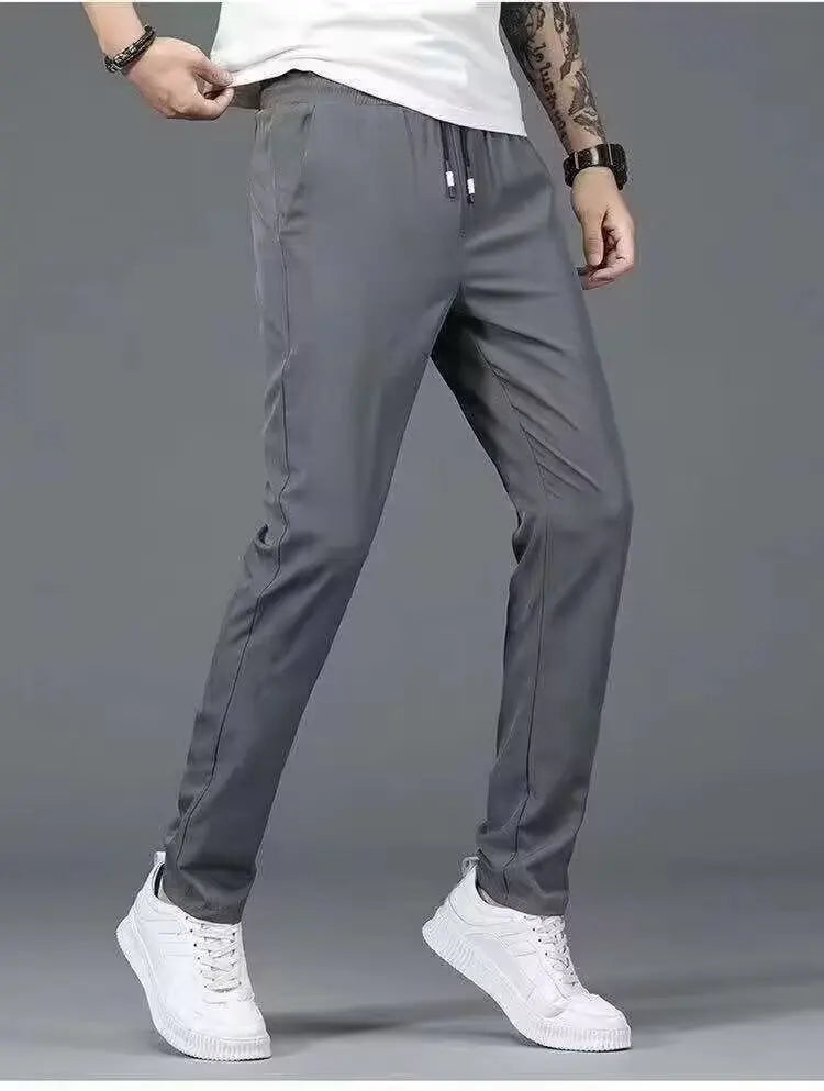 Summer  Breathable Ice Silk Casual Pants Large Size Straight Versatile Comfortable Thin Quick-drying Men's Drawstring Sweatpants - Buy online at  Vibe In Cart.
